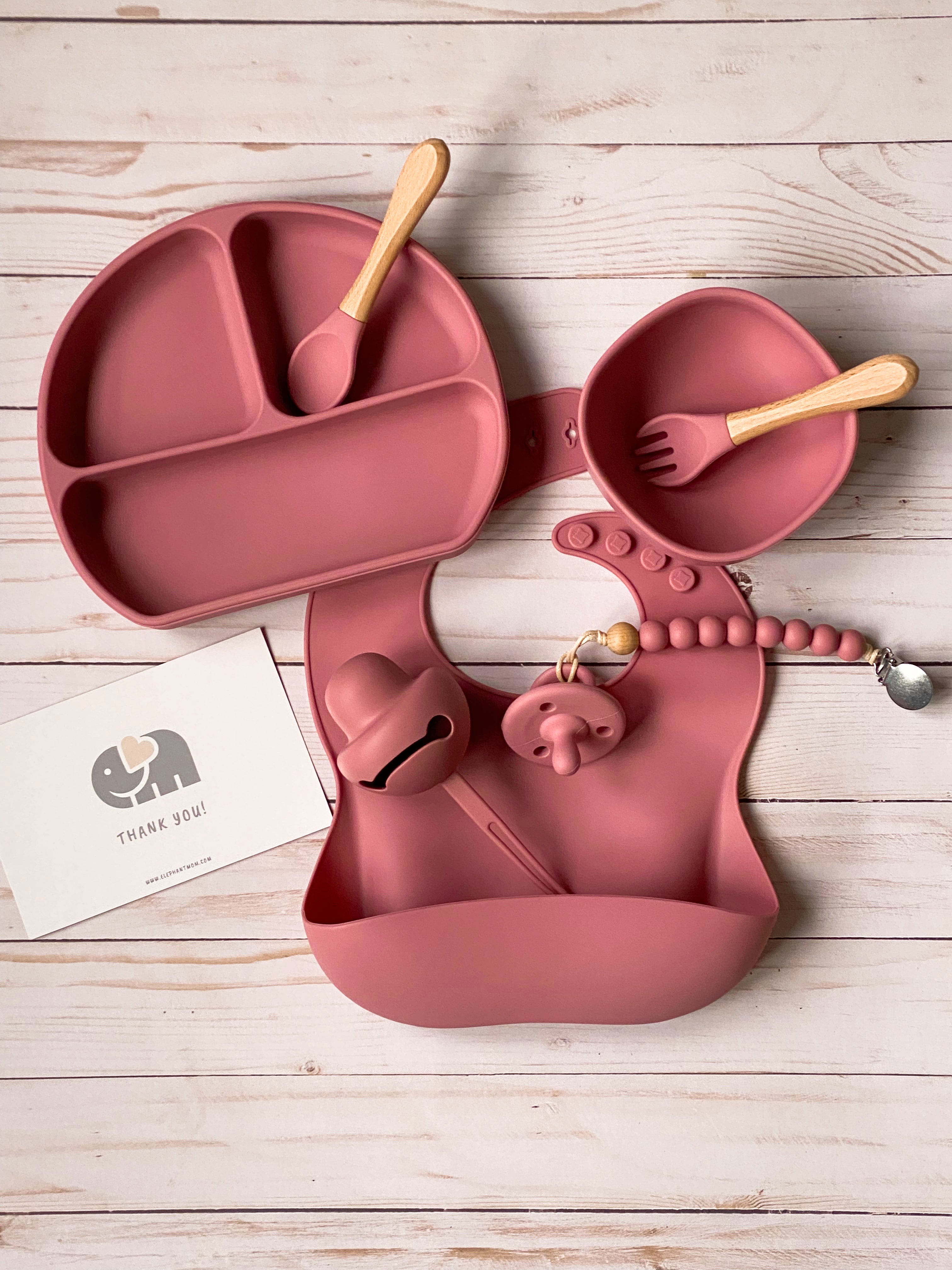 Elephant Silicone Baby Feeding Set